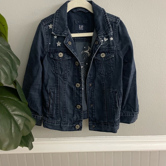 Girls Denim Jacket with Silver Details Long Sleeve, button down size XS - Picture 2 of 7